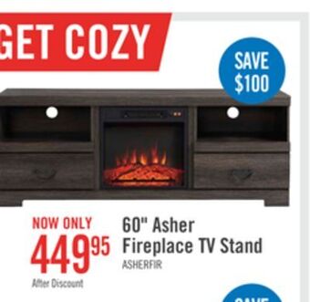 The Brick Asher 60 tv stand with log fireplace offer