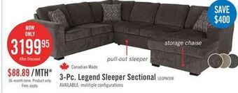 The Brick Legend 3-piece right-facing chenille sleeper sectional sofa - pewter offer