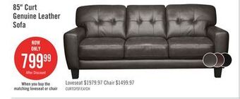 The Brick Curt genuine leather sofa - grey offer