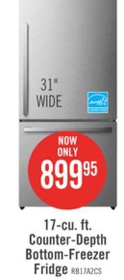 The Brick Hisense 17 cu. ft. counter-depth bottom-mount refrigerator - rb17a2cse offer