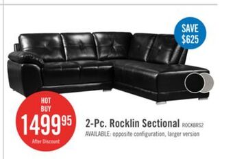 The Brick Rocklin 2-piece leather-look fabric right-facing sectional - black offer