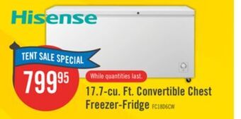 The Brick Hisense 17.7 cu. ft. convertible chest freezer-refrigerator - fc18d6cwd offer