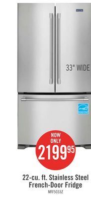 The Brick Maytag 22 cu. ft. french-door refrigerator with interior water dispenser - mrff5033pz offer
