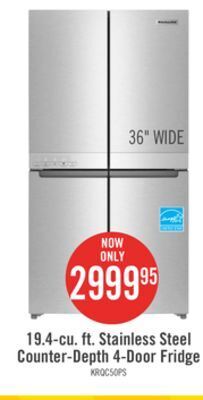 The Brick Kitchenaid 19.4 cu. ft. counter-depth 4-door refrigerator - krqc506mps offer