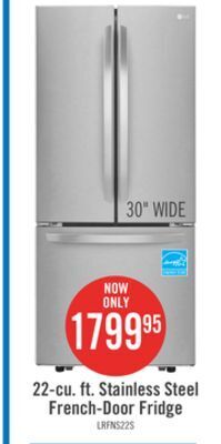 The Brick Lg 21.8 cu. ft. 3-door french door refrigerator - lrfns2200s offer