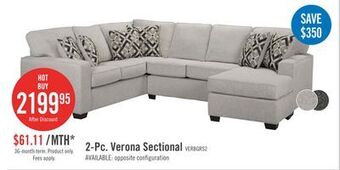 The Brick Verona 2-piece brushed linen-look fabric right-facing sectional - beige offer
