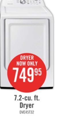The Brick Samsung 7.2 cu. ft. electric dryer with sensor dry - dve45t3200w/ac offer