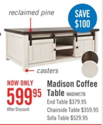 The Brick Madison barn door coffee table white offer