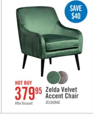 The Brick Zelda velvet accent chair - green offer