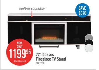 The Brick Odesos 72 tv stand with glass ember firebox and soundbar white offer