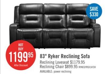 The Brick Ryker leath-aire reclining sofa - grey offer