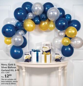 Party City Navy, gold & silver balloon garland kit for graduation/congratulations/wedding, 6-ft offer