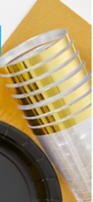 Party City Clear gold-trimmed premium plastic cups, 20-ct offer