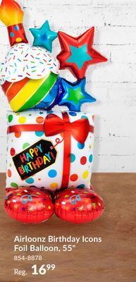 Party City Air-filled airloonz stacked birthday icons foil balloon, 55-in offer