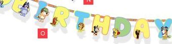 Party City Bluey jumbo add an age birthday banner for birthday/party offer