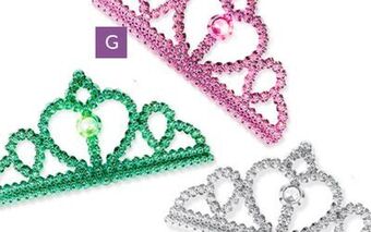 Party City Bejeweled crown tiara, multi-coloured, one size, 4-pk, wearable accessories for birthday offer