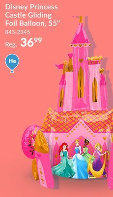 Party City Disney princess castle gliding foil balloon for birthday party, helium inflation included, 55-in offer