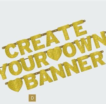Party City Glitter gold letter banner kit offer