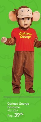 Party City Toddler curious george brown/orange jumpsuit halloween costume with hood, more options available offer