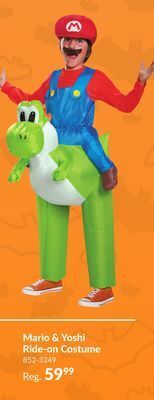 Party City Kids' nintendo super mario bros mario & yoshi red/green inflatable halloween costume, one size offer