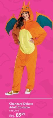 Party City Adult pokémon charizard deluxe jumpsuit halloween costume with hood, more options available offer
