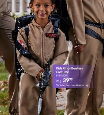 Party City Kids' ghostbusters tan jumpsuit costume, assorted sizes offer
