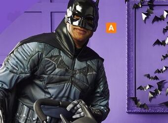 Party City Men's dc batman black jumpsuit with cape & mask halloween costume, assorted sizes offer