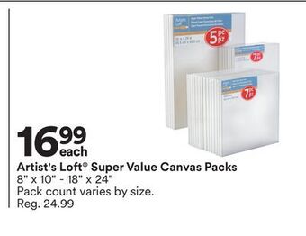 Michaels Artist's loft super value canvas packs offer
