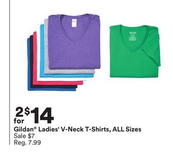 Michaels Gildan ladies' v-neck t-shirts, all sizes offer