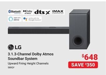 Visions Electronics Lg 3.1.3-channel dolby atmos soundbar system offer