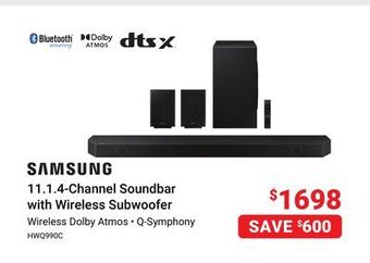 Visions Electronics Samsung 11.1.4-channel soundbar with wireless subwoofer offer