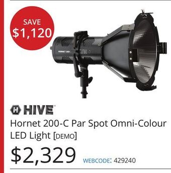 Vistek Hive hornet 200-c par spot omni-colour led light offer
