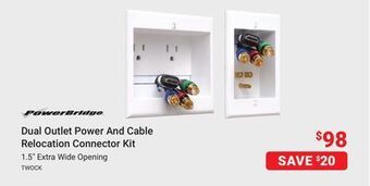 Visions Electronics Powerbridge dual outlet power and cable relocation connector kit offer