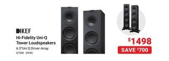 Visions Electronics Kef hi-fidelity uni-q tower loudspeakers offer