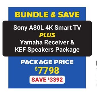 Visions Electronics Sony a80l 4k smart tv plus yamaha receiver & kef speakers package offer
