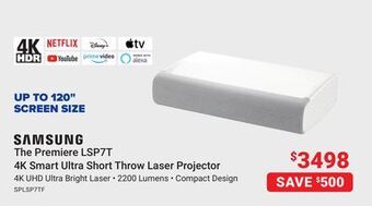 Visions Electronics Samsung the premiere lsp7t 4k smart ultra short throw laser projector offer