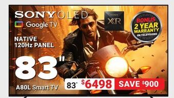 Visions Electronics Sony native 120hz panel a80l smart tv 83 offer