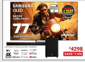 Visions Electronics Samsung native 120hz panel s90ca smart tv 77 offer