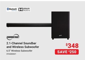 Visions Electronics Soundstage 2.1-channel soundbar and wireless subwoofer offer
