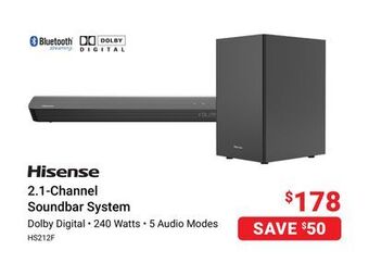 Visions Electronics Hisense 2.1-channel soundbar system offer