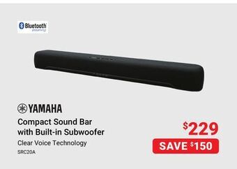 Visions Electronics Yamaha compact sound bar with built-in subwoofer offer
