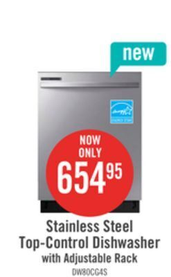 The Brick Samsung 24 top-control dishwasher with adjustable rack - dw80cg4021sraa offer
