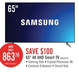 The Brick Samsung 65 cu7000 4k crystal uhd tv offer