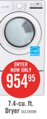 The Brick Lg 7.4 cu. ft. ultra large capacity electric dryer - dle3400w offer