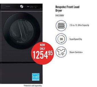 The Brick Samsung bespoke 7.6 cu. ft. electric dryer with super speed - dve53bb8700vac offer