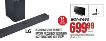 Centre Hi-Fi Lg sound bar sc9 3.1.3ch perfect matching for oled evo c series tv with imax enhanced and dolby atmos offer