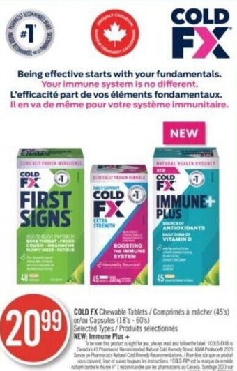 Shoppers Drug Mart COLD FX Chewable Tablets/Comprimés à mächer (45's) or/ou Capsules (18's-60's) offer