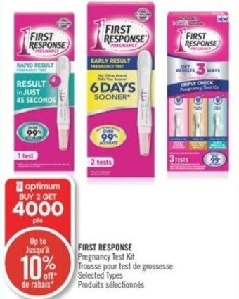 Shoppers Drug Mart FIRST RESPONSE Pregnancy Test Kit offer