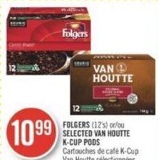 Shoppers Drug Mart FOLGERS (12's) or SELECTED VAN HOUTTE K-CUP PODS offer