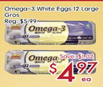 Sunny Food Mart Omega-3 white eggs 12 large gros offer